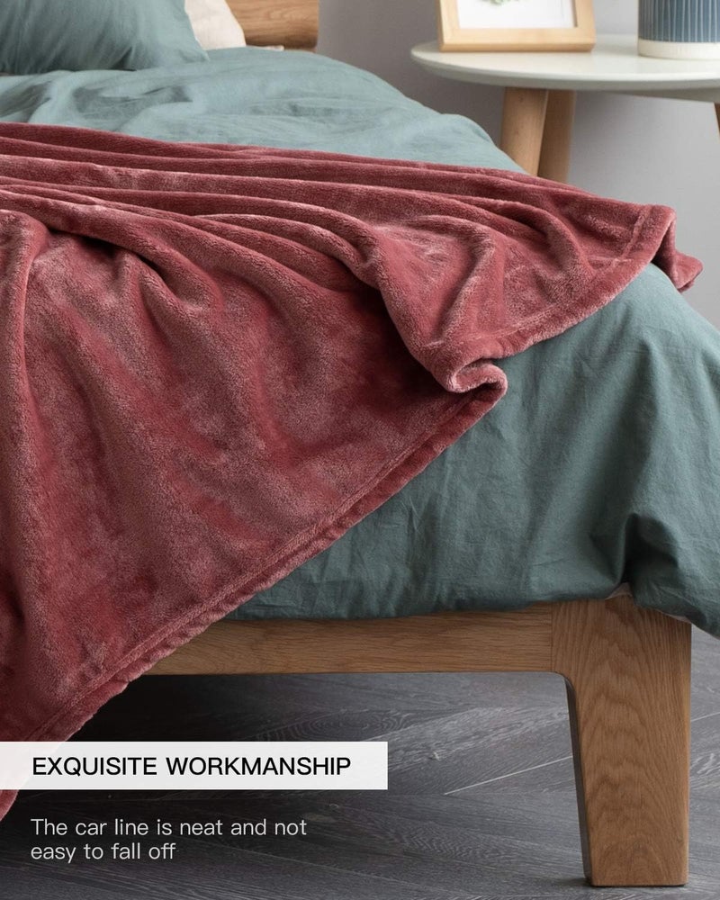KMUSET Fleece Blanket Throw Size Coral Lightweight Super Soft Cozy Luxury Bed Blanket Microfiber - Image 4